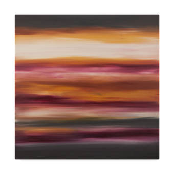 Trademark Art Sunset Stripes Pink Orange Acrylic Painting Print