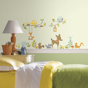 Pink Light Design 52 Piece Woodland Fox with Friends Wall Decal