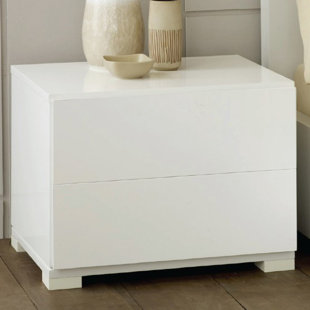 White Lacquer Nightstand Wayfair Sommerset Contemporary 2 Drawer Nightstand