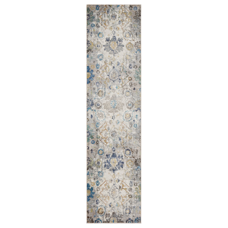 Bloomsbury Market Amory Distressed Botanical Cream/Gray/Blue Area Rug & Reviews Wayfair