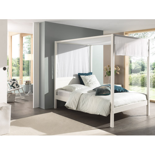Beaumont Four Poster Bed Isabelle and Max Colour (Bed Frame): White, Size: European Double (140 x 200cm)