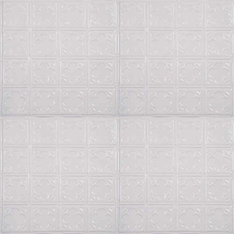 Tin 2 ft. x 2 ft. Glue-Up Ceiling Tile in Bright White Satin