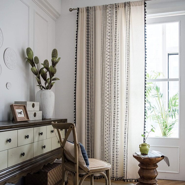 Bohemian Curtain Drape Living Room Bedroom Balcony Tassel Panels Home Decor 
