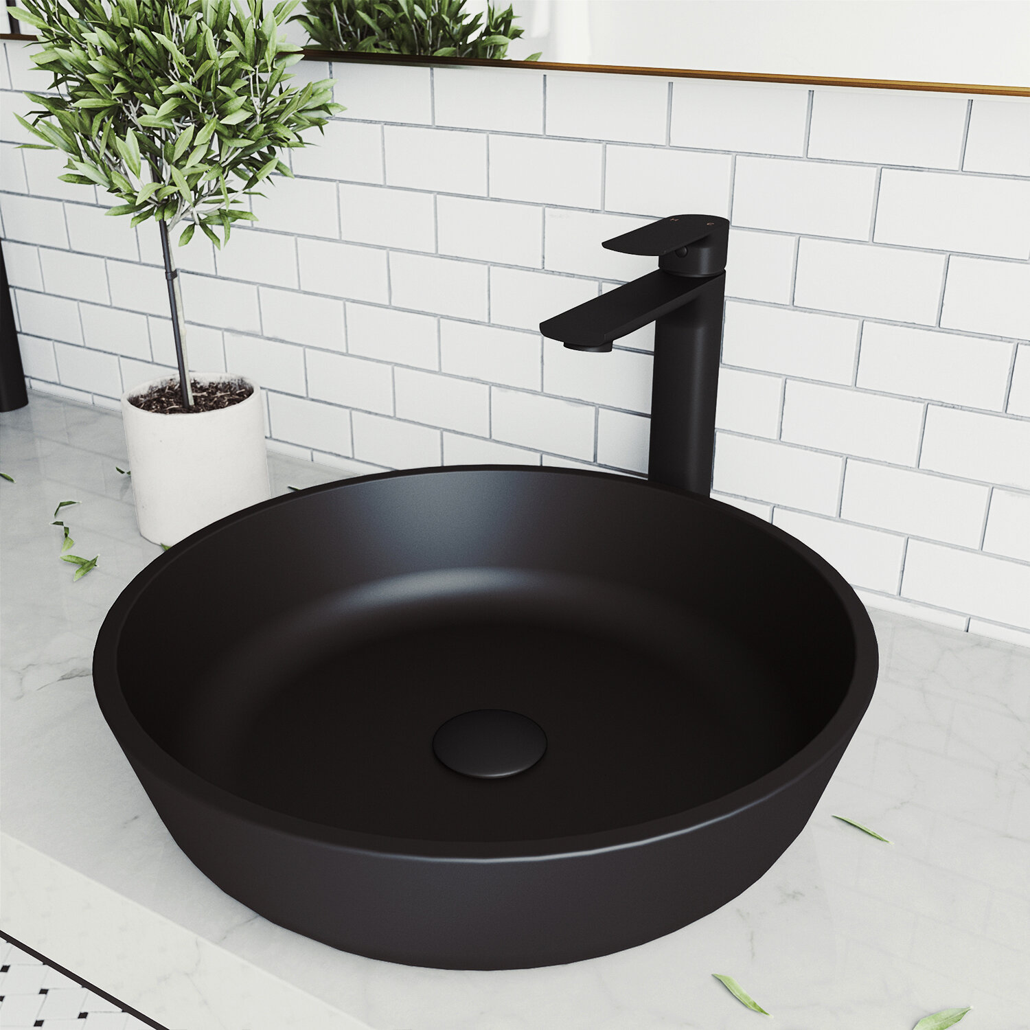 Vigo Matteshell Black Glass Handmade Circular Vessel Bathroom Sink Reviews Wayfair