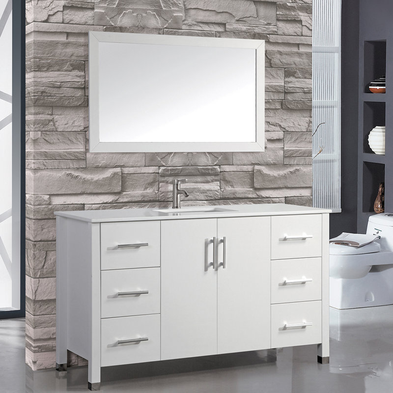 Orren Ellis Prahl 60 Single Sink Bathroom Vanity Set With Mirror Prahl 60 Single Sink Bathroom Vanity Set With Mirror