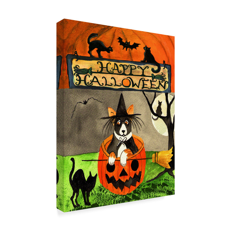 Winston Porter Happy Dog Pumpkin Halloween Acrylic Painting