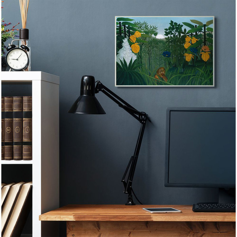 World Menagerie Jungle Sunrise Lion Conflict Illustration By