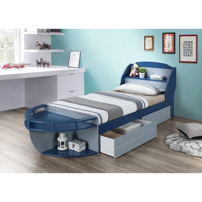 Zoomie Kids Kincade Twin Platform Bed With Drawers And Shelves