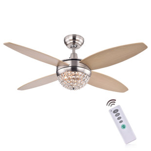 Crystal Light Kit Included Ceiling Fans You Ll Love Wayfair Chadron Wood Crystal 4 Blade Ceiling Fan
