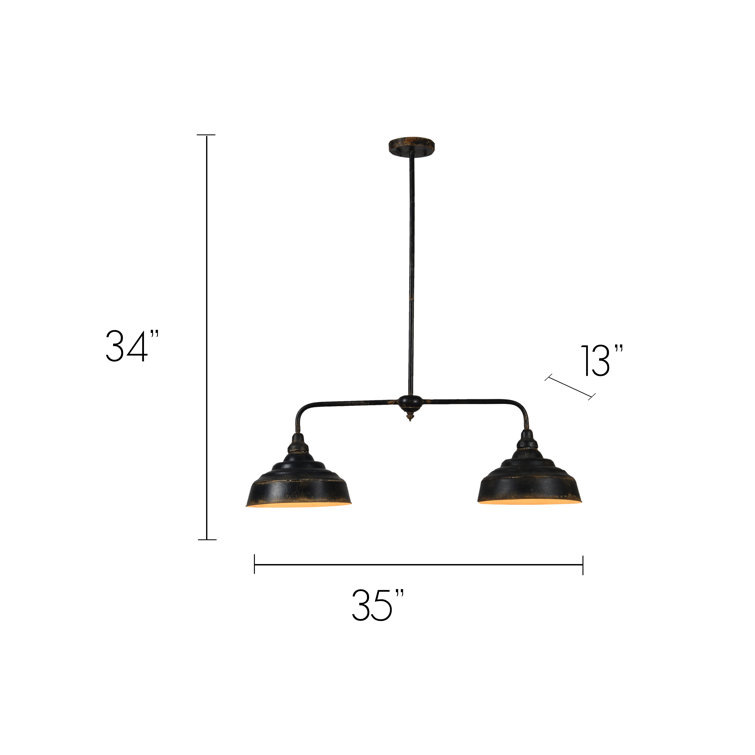 Glenview 2 - Light Kitchen Island Linear Pendant with Wrought Iron Accents