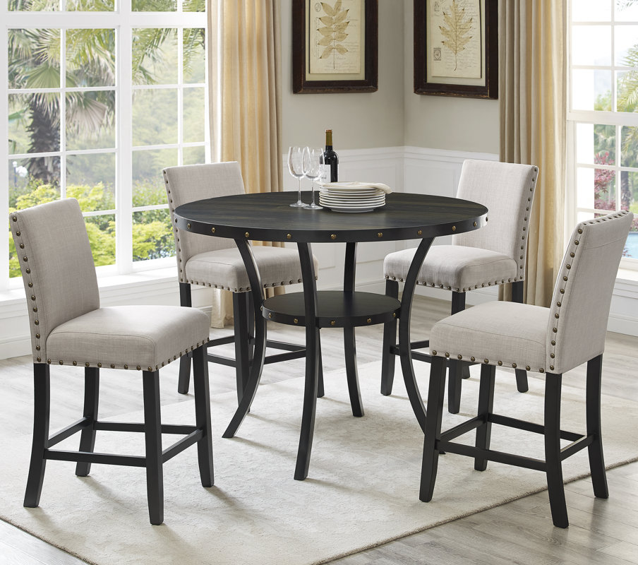 Gracie Oaks Amy Espresso Wood 5 Piece Dining Set & Reviews ...