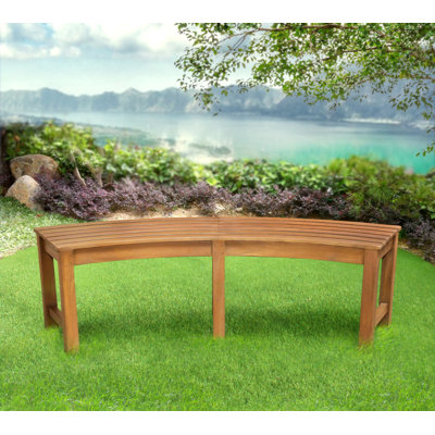 Alves Wood Curved Bench Canora Grey