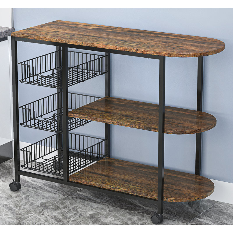 Ebern Designs Aliki Kitchen Prep Table with Solid Wood Top ...