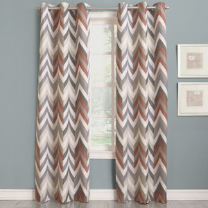 Camille Chevron Print Chevron Room Darkening Thermal Grommet Single Curtain Panel