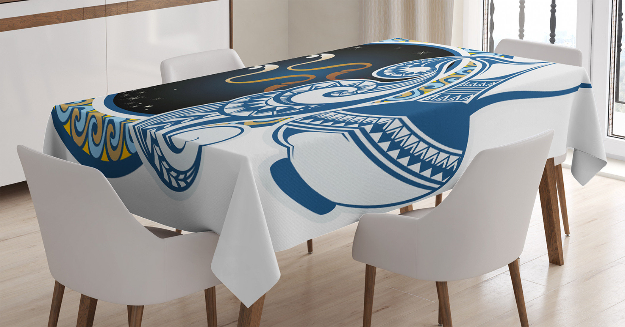 East Urban Home Ambesonne Zodiac Tablecloth Image Of Aquarius Sign With Jug And Circular Globe World Form On The Background Rectangular Table Cover For Dining Room Kitchen Decor 52 X 70 Multicolor