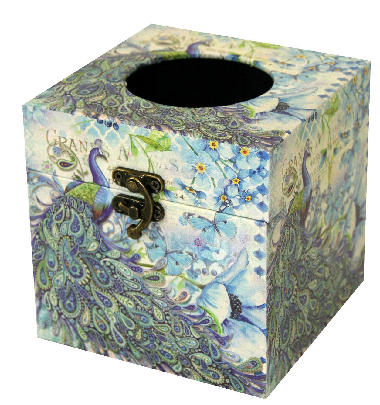 peacock tissue box cover