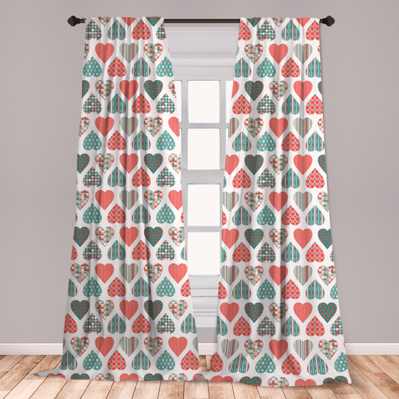 East Urban Home Ambesonne Valentines 2 Panel Curtain Set Retro