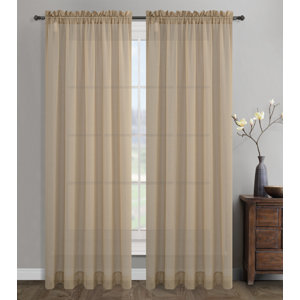 Sahara Solid Sheer Rod Pocket Curtain Panels (Set of 2)