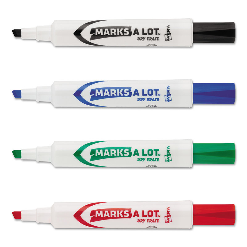 Marks-A-Lot Desk Style Dry Erase Markers, Chisel Tip, 24/Pack