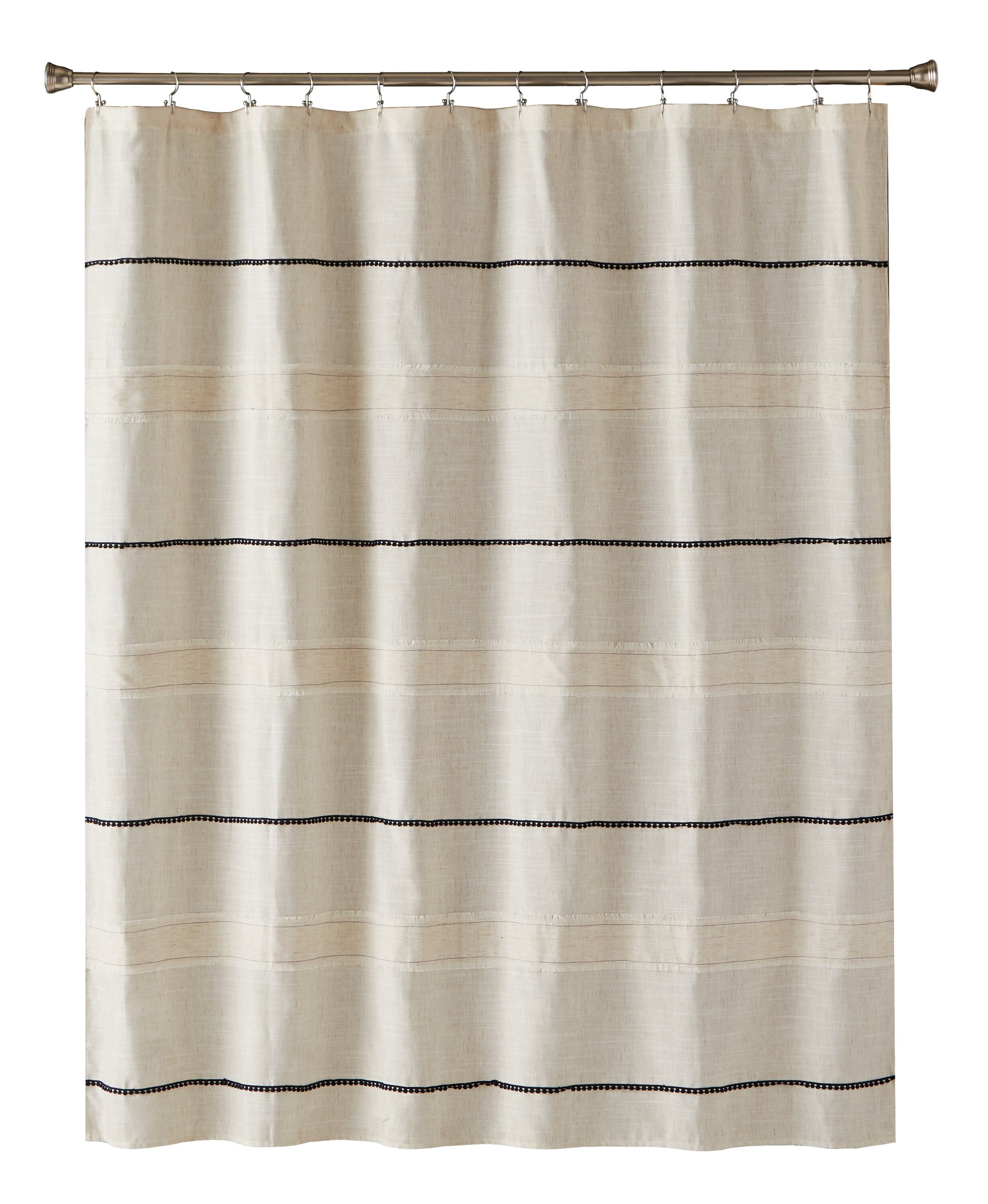 tan striped shower curtain