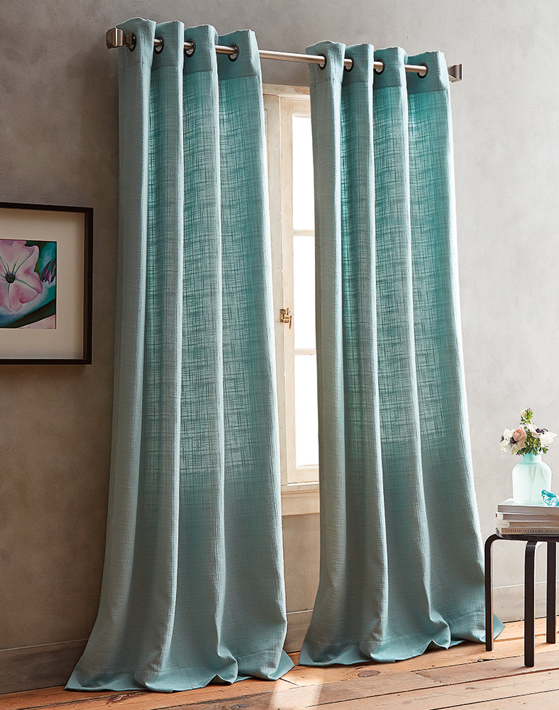 Boucle Plaid Solid Semi Sheer Grommet Curtain Panels Reviews
