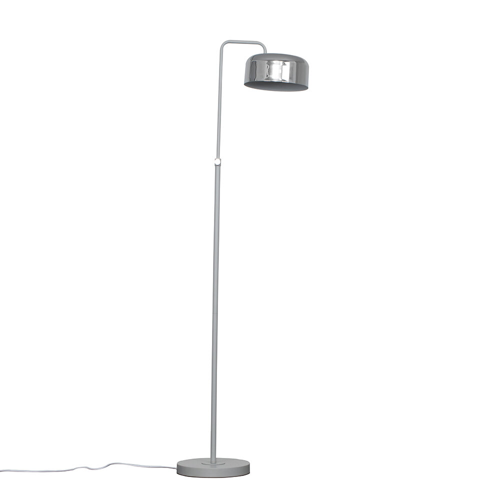 Complete with a 10w LED GLS Bulb 3000K Warm White Modern Standard Floor Lamp in a Grey Metal Finish with a Grey Diamante Cylinder Light Shade 