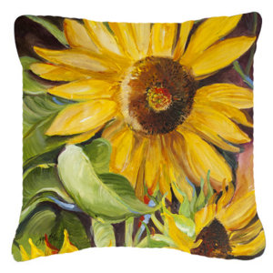 Landon Sunflowers Green/Yellow Indoor/Outdoor Throw Pillow