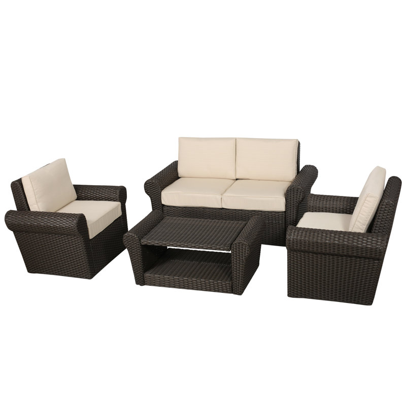 Rosecliff Heights Coleman 4 Piece Rattan Sofa Seating Group With Cushions Wayfair
