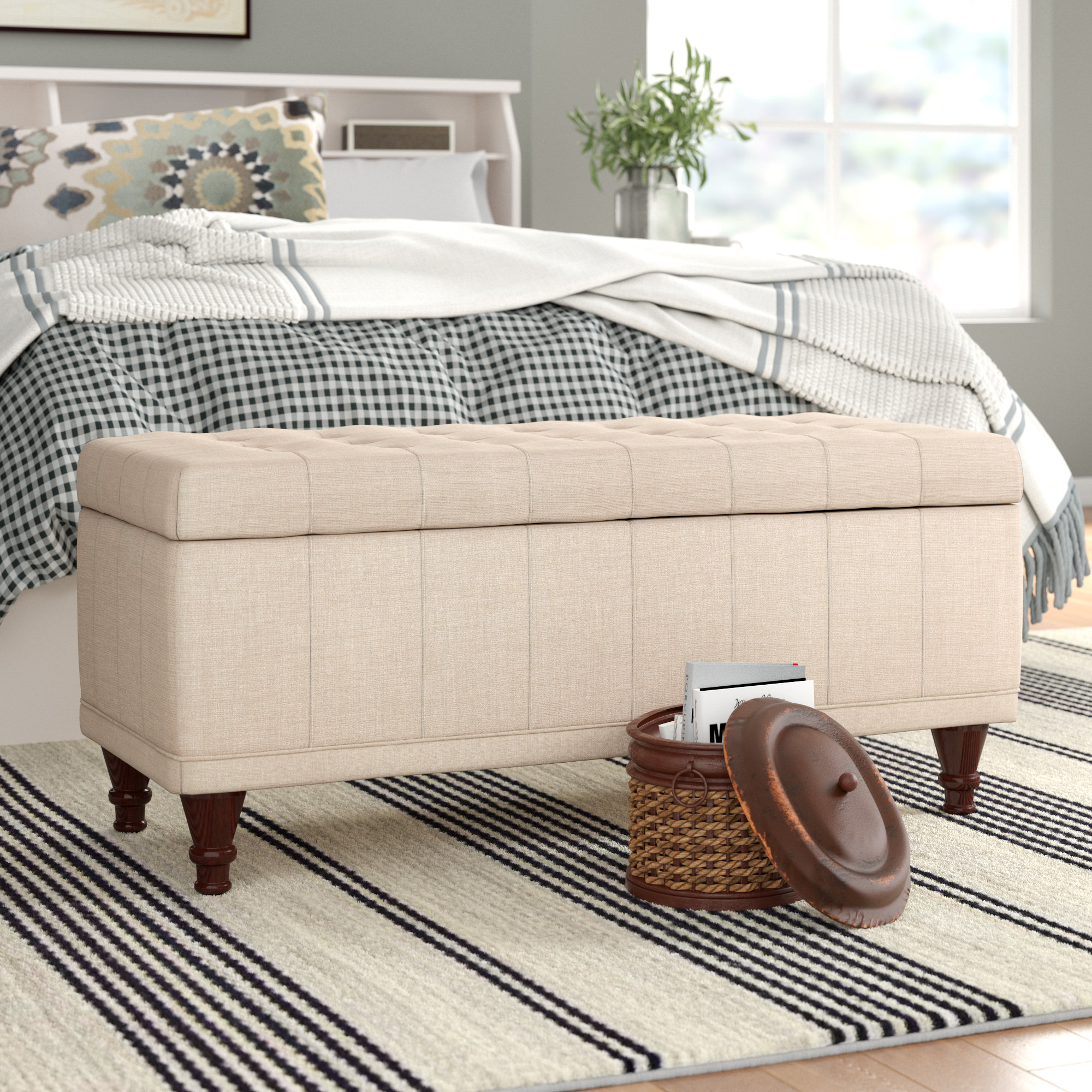 Three Posts Southampton Upholstered Flip Top Storage Bench