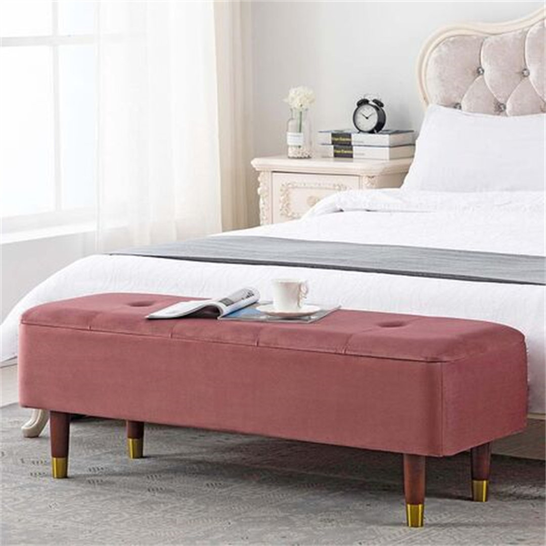 VELVET STORAGE FOOTSTOOL BEDROOM LIVING ROOM BENCH SEATING BLUE