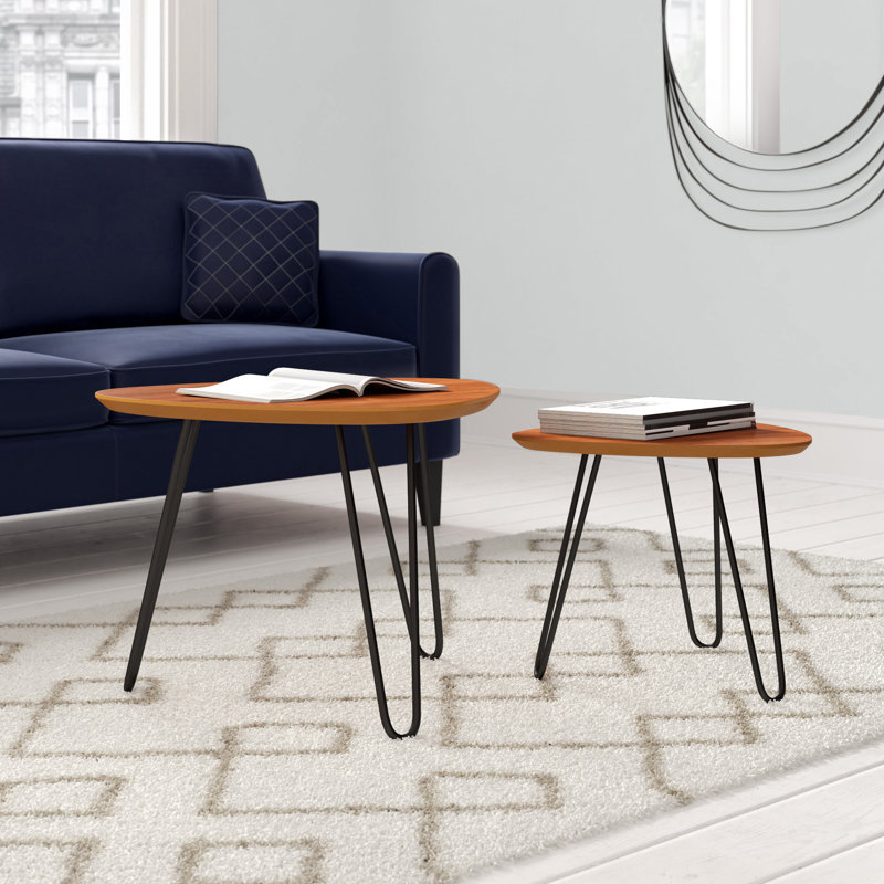 3 Piece Modern Coffee Table Nesting End Side Tables Living Room Set Wood Brown