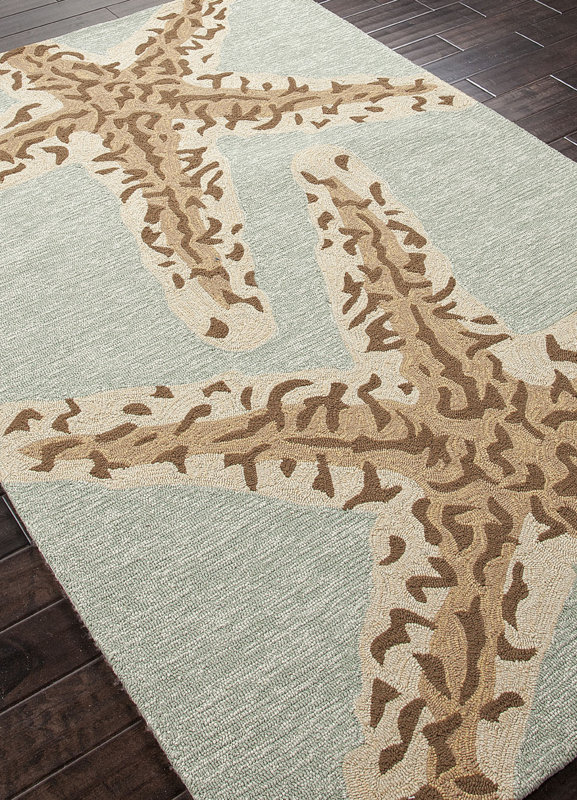 Beachcrest Home Osprey HandHooked Blue Lake Indoor/Outdoor Area Rug