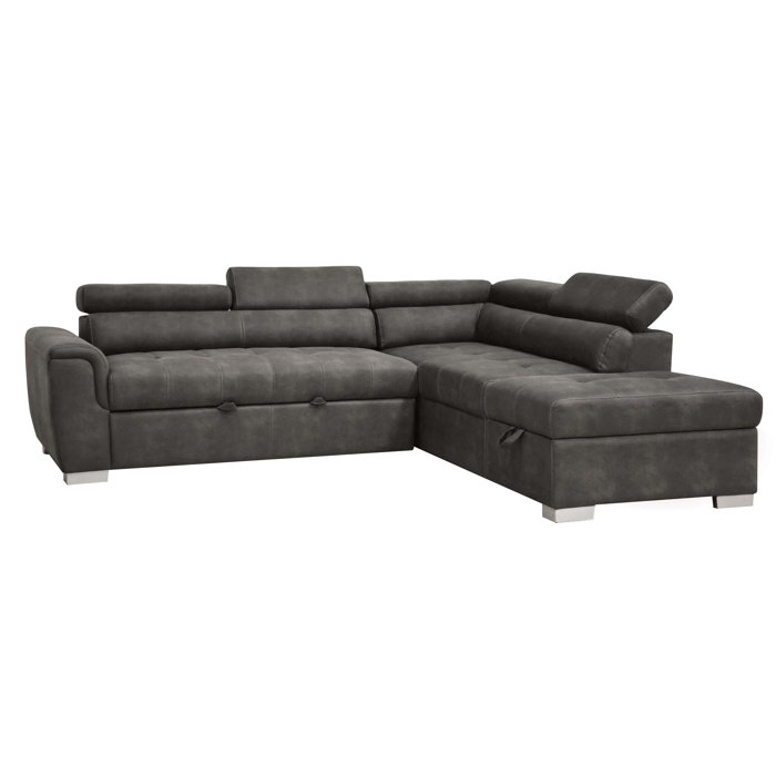 Orren Ellis Adjustable Headrest Sectional Sofa With Sleeper And