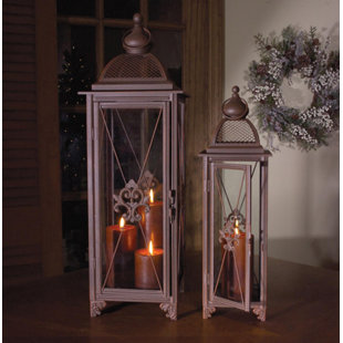 Best Fleur-De-Lis Pillar 2 Piece Metal/Glass Lantern Set By Fleur De Lis Living Outdoor Lighting Fleur-De-Lis Pillar 2 Piece Metal/Glass Lantern Set By Fleur De Lis Living Outdoor Lighting