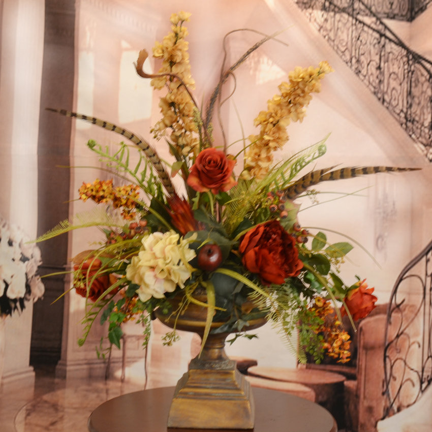 Silk Arrangements For Home Decor silk flowers wildflowers grass ar226 75 Large Silk Flower Arrangement With Feathers Silk Arrangements For Home Decor silk flower arrangement feather rose centerpiece ar305 stylish gold roses and brick hydrangeas Large Silk Flower Arrangement With Feathers