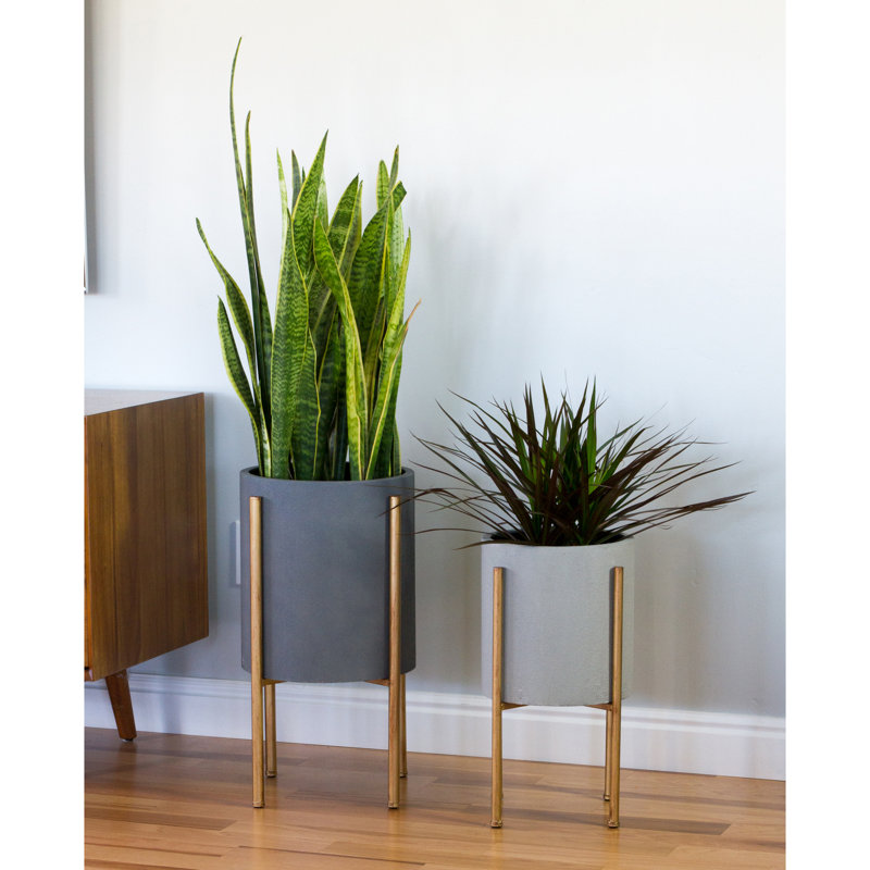 Cipolla Mid-Century 2-Piece Aluminum Pot Planter Set