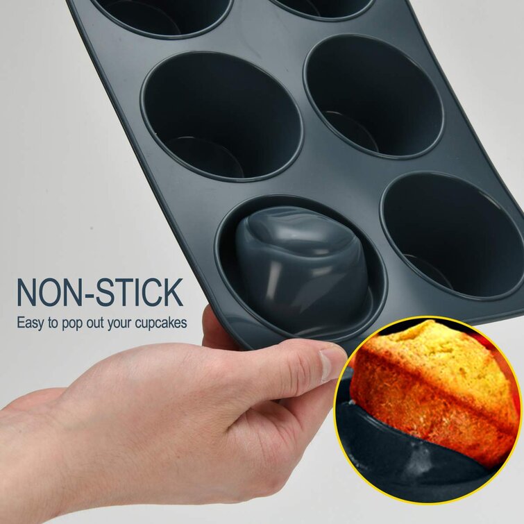 Baking Case Baking Mould Red Silicon Bakeware Non-Stick Giant Cupcake Tin Muffin Tray 6 Cup Large Silicone Muffins Pan