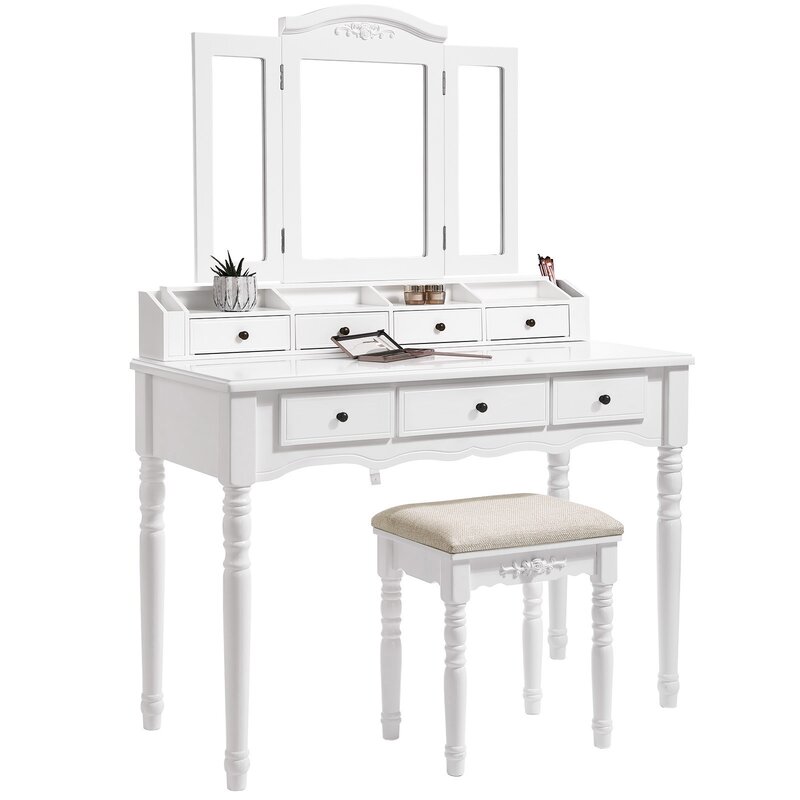 House Of Hampton Soares Vanity Set With Mirror Reviews Wayfair