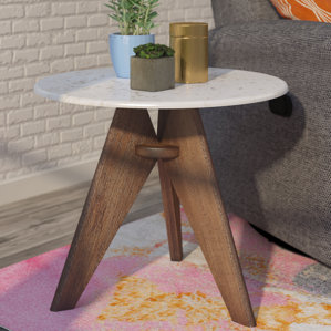 Seleucia Tall Marble and Wood End Tabl..