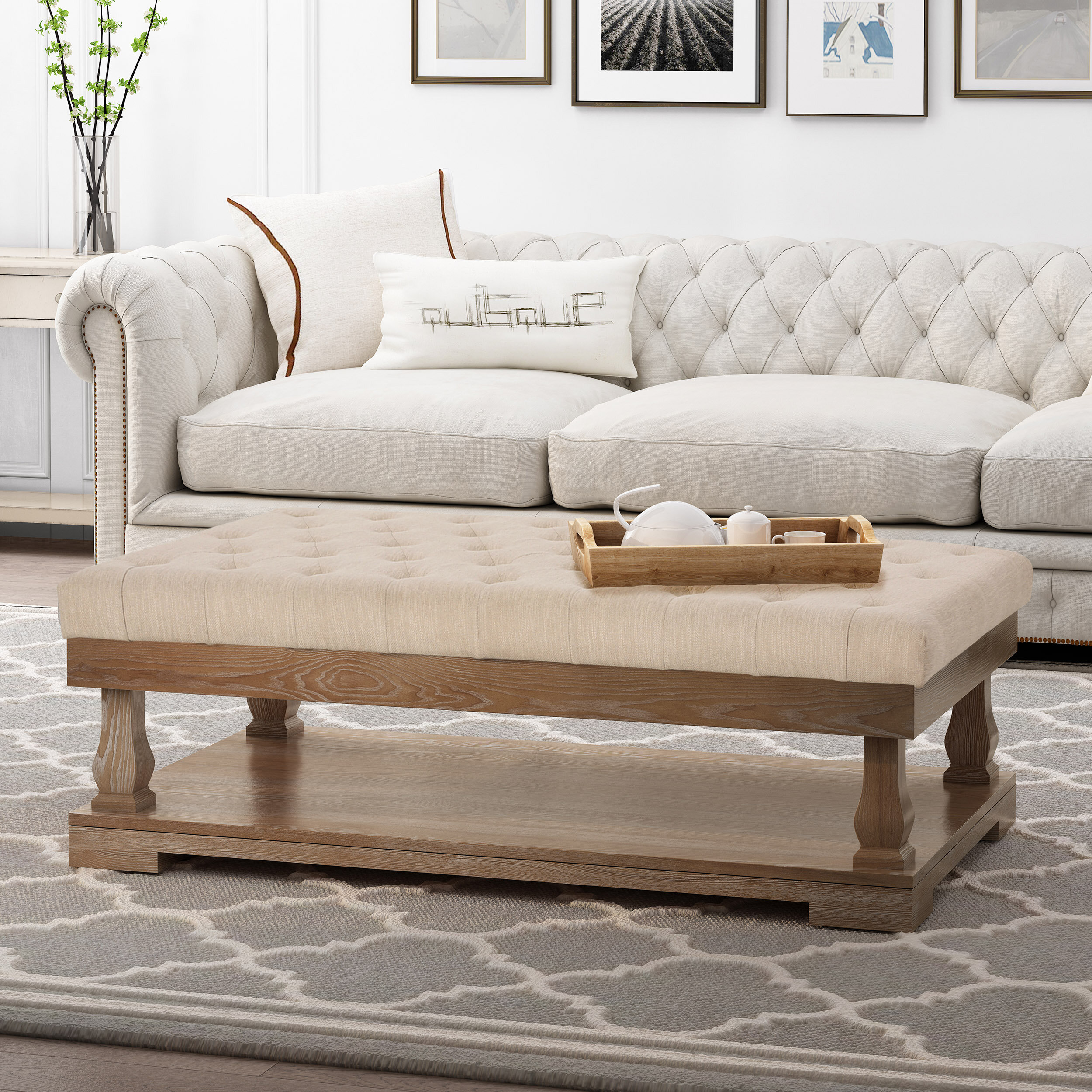 Tufted Coffee Table Rectangle / 77 $73.00 $73.00 ottoman coffee table