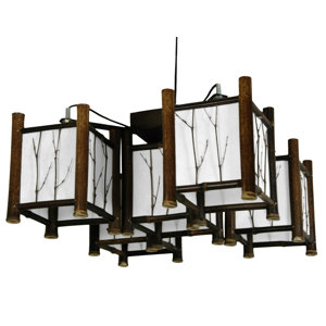 Watashi 5-Light Japanese Hanging Lantern Chandelier