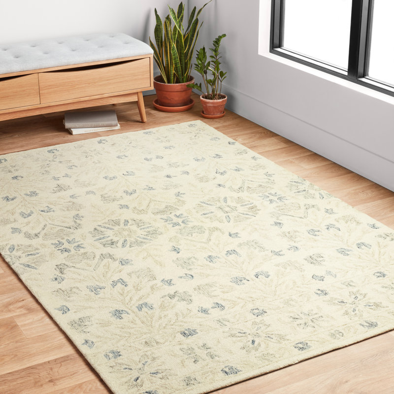 One Allium Way Mcclelland Floral Hand Hooked Wool Ivory Area Rug Wayfair
