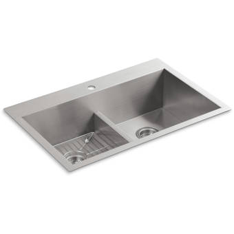 K 3894 4 Na Kohler Vault 25 L X 22 W X 6 5 16 Single Bowl Dual Mount Kitchen Sink With 4 Faucet Holes Reviews Wayfair