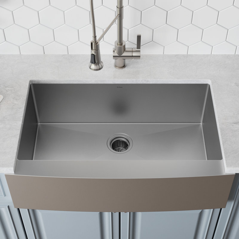 33 L X 21 W Farmhouse A Kitchen Sink With Basket Strainer Farmhouse A Kitchen Sink