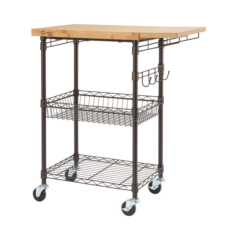 Trinity Expandable Surface Kitchen Cart with Solid Wood ...