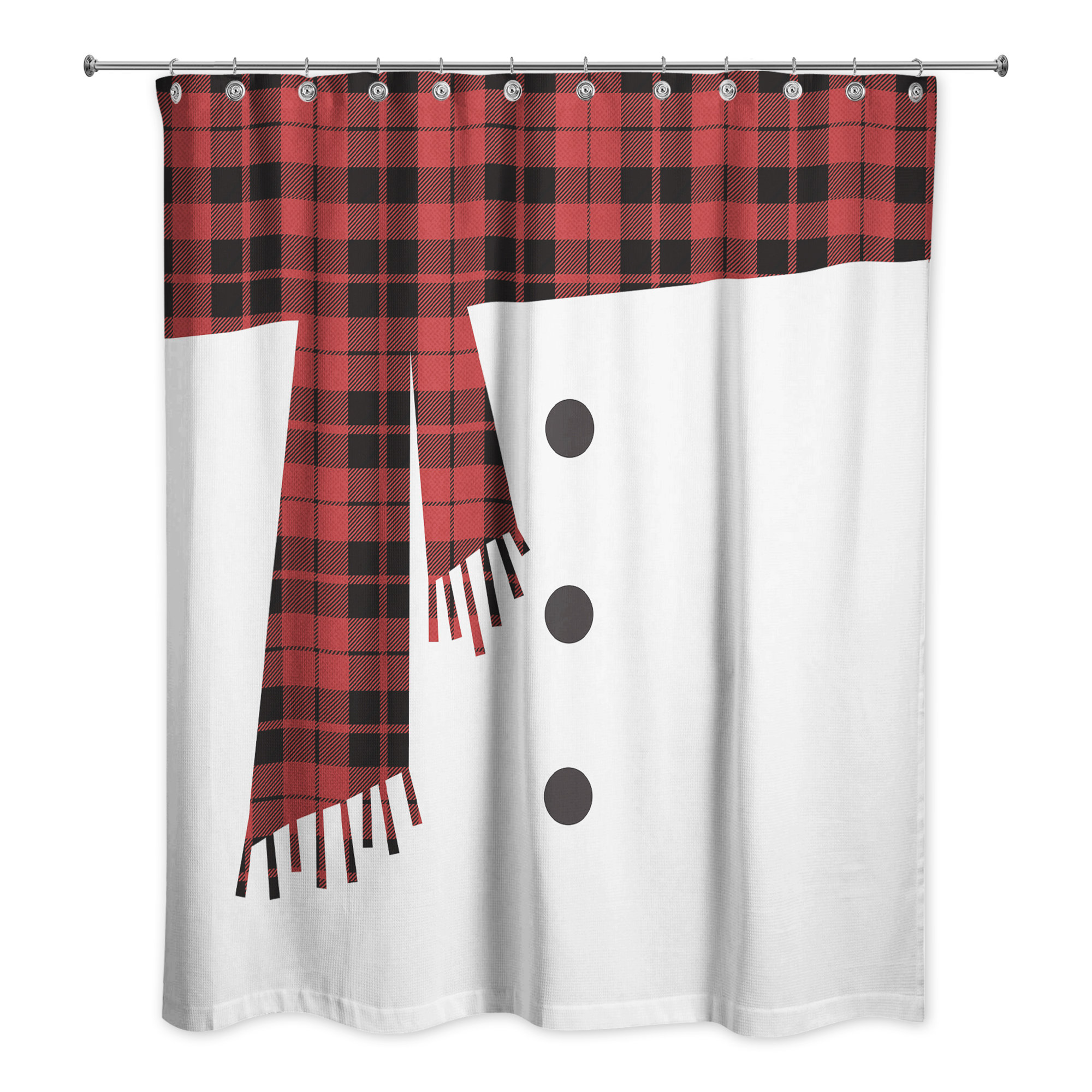 The Holiday Aisle Snowman Scarf And Buttons Single Shower Curtain