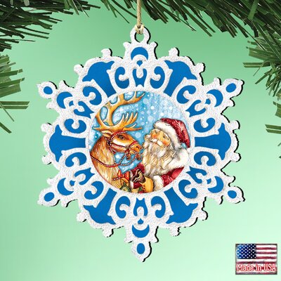 Decorative Snow Flack Reindeer Santa Scenic The Holiday Aisle® Size: 5.5