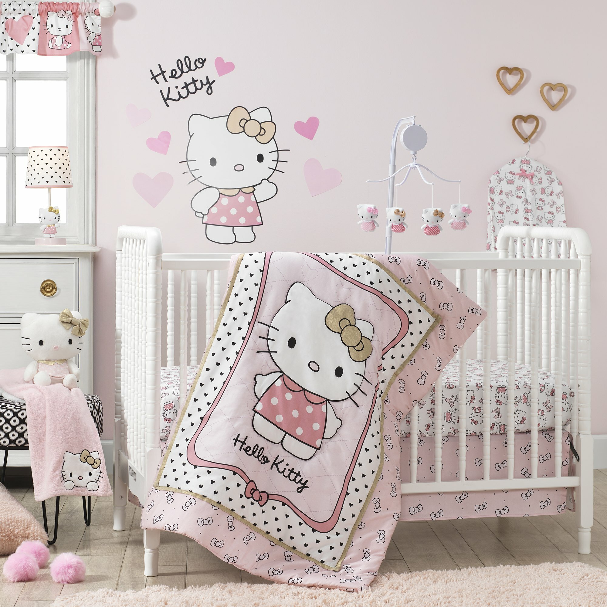 Bedtime Originals Hello Kitty Luv Baby Nursery 3 Piece Crib