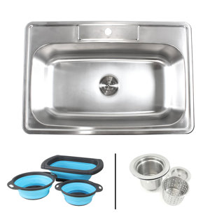 topmount 33 x 22 drop in kitchen sink with faucet and collapsible silicone colanders - Kitchen Sink Mats topmount 33 x 22 drop in kitchen sink with faucet and collapsible silicone colanders - Kitchen Sink Mats