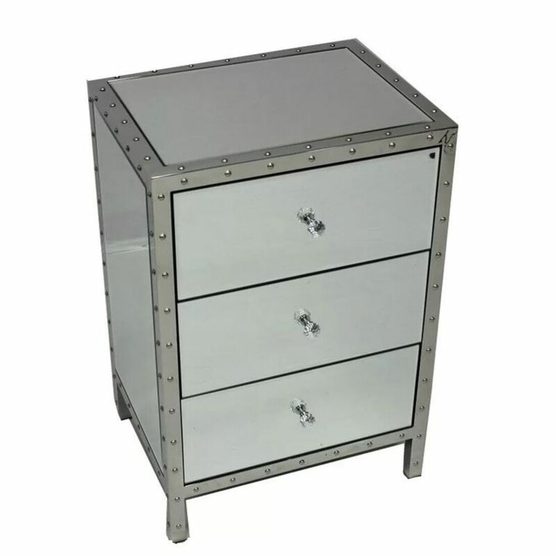 Rosdorf Park Fynn 3 Drawer Mirrored Nightstand Wayfair